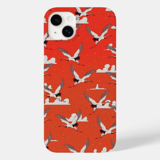 Coques Case-Mate iPhone Motif de grue asiatique rouge (Verso)