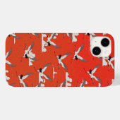 Coques Case-Mate iPhone Motif de grue asiatique rouge (Verso (horizontal))