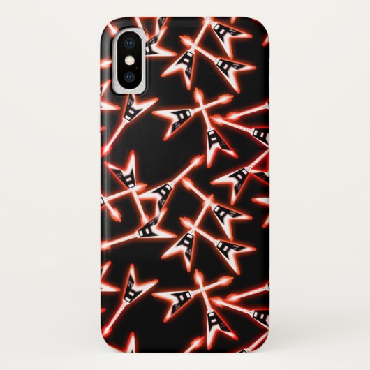 Coques Case-Mate iPhone Motif de guitare électrique en métal lourd rouge e (Dos)