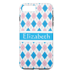 Coque iPhone 8 Plus/7 Plus Motif de Jacquard bleu rose personnalisé