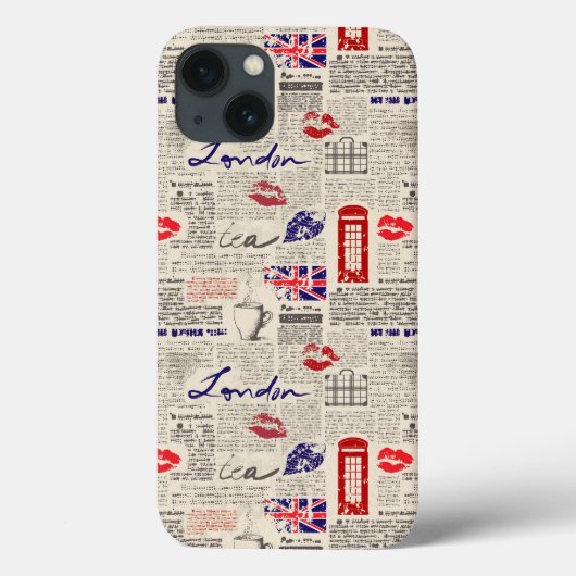 Coques Case-Mate iPhone Motif de journal de Londres (Verso)