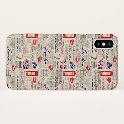 Coques Case-Mate iPhone Motif de journal de Londres (Dos (Horizontal))