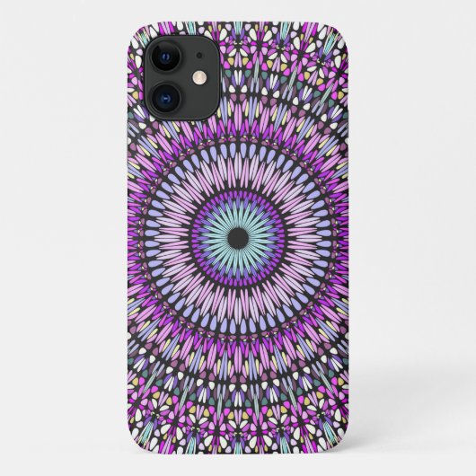 Coques Case-Mate iPhone Motif de kaléidoscope bleu mandala (Dos)
