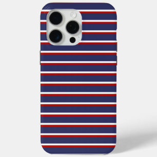 Coque iPhone 15 Pro Max Motif de la bande rouge bleue de la Marine