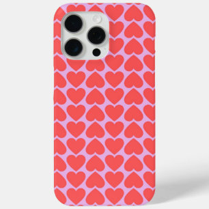Coque iPhone 15 Pro Max Motif de la grille de coeur rouge rose Y2K