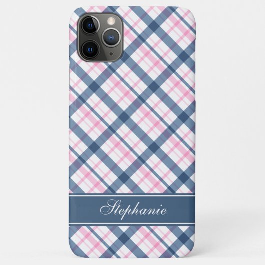 Coques Case-Mate iPhone Motif de la Marine Blue and PInk Plaid (Dos)