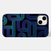 Coques Case-Mate iPhone Motif de labyrinthe abstrait moderne violet bleu a (Verso (horizontal))
