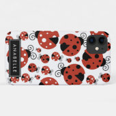 Coques Case-Mate iPhone Motif De Ladybugs, Red Ladybugs, Votre Nom (Dos (Horizontal))