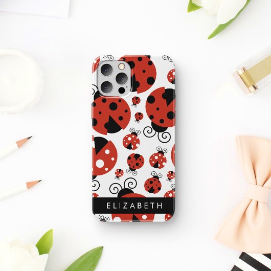 Coques Case-Mate iPhone Motif De Ladybugs, Red Ladybugs, Votre Nom