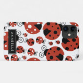 Coques Case-Mate iPhone Motif De Ladybugs, Red Ladybugs, Votre Nom (Dos (Horizontal))