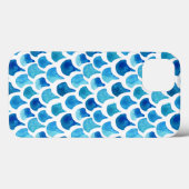 Coques Case-Mate iPhone Motif de l'échelle d'aquarelle bleue (Verso (horizontal))
