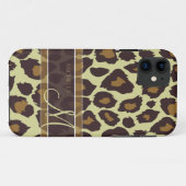 Coques Case-Mate iPhone Motif de léopard - brun et Tan avec le monogramme (Dos (Horizontal))