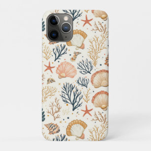 Case-Mate iPhone Case Motif de luxe de coquillages bleus de corail pêche