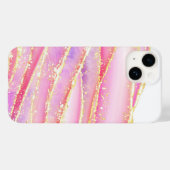 Coques Case-Mate iPhone Motif de luxe en marbre rose or (Verso (horizontal))