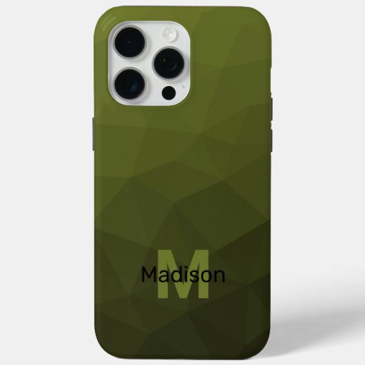 Coques Case-Mate iPhone Motif de maillage géométrique vert ombre de l'armé (Verso)