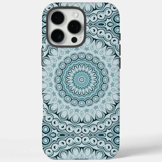 Coques Case-Mate iPhone Motif de mandala bleu orageux et gris (Verso)