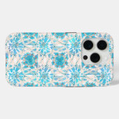 Coques Case-Mate iPhone Motif de mandala bleu Tan Winter (Verso (horizontal))