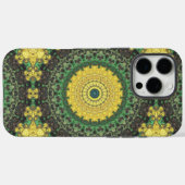 Coques Case-Mate iPhone Motif de mandala kaléidoscope jaune et vert (Verso (horizontal))