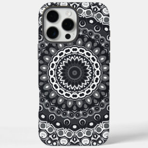 Coques iPhone 16 Pro Max Motif de mandala monochrome noir et blanc