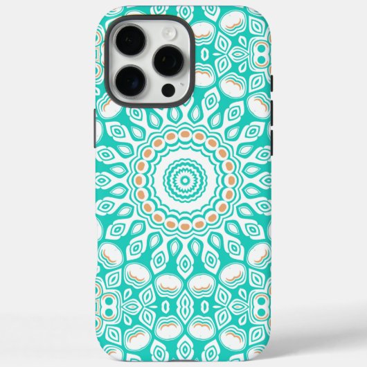 Coques Case-Mate iPhone Motif de mandala océan turquoise et beige (Verso)