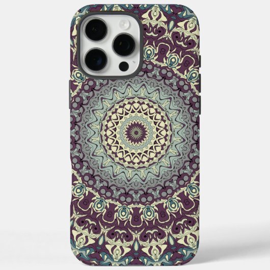 Coques Case-Mate iPhone Motif de mandala violet sarcelle et crème (Verso)