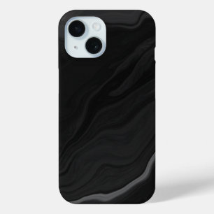 Coque Pour iPhone 15 Motif de marbre en pierre noire élégant