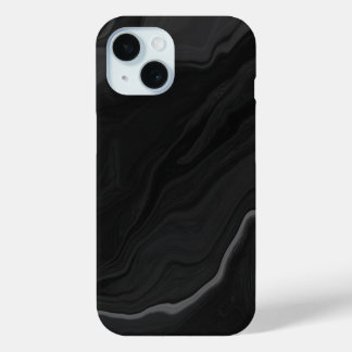 Coque Pour iPhone 15 Motif de marbre en pierre noire élégant