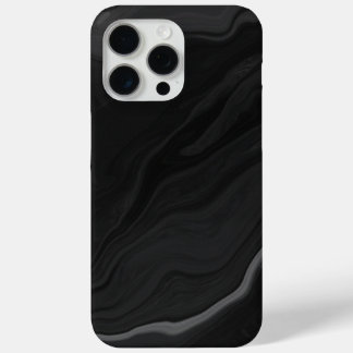 Coque iPhone 15 Pro Max Motif de marbre en pierre noire élégant