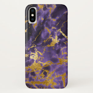 Coques Pour iPhone Motif de marbre noir pourpre de parties