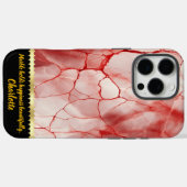 Coques Case-Mate iPhone Motif de marbre rouge et blanc (Verso (horizontal))