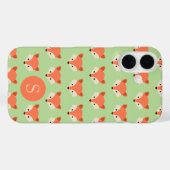 Coques Case-Mate iPhone Motif de Mare Fox sur Green Monogram (Verso (horizontal))