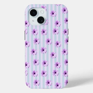 Coque Pour iPhone 15 Motif de marguerite bleue et violette
