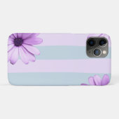Coques Case-Mate iPhone motif de marguerite rayée bleu et violet (Dos (Horizontal))
