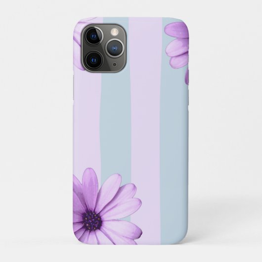 Coques Case-Mate iPhone motif de marguerite rayée bleu et violet (Dos)