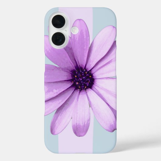 Coques Case-Mate iPhone motif de marguerite rayée de bleu et de violet (Verso)