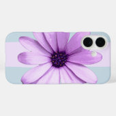 Coques Case-Mate iPhone motif de marguerite rayée de bleu et de violet (Verso (horizontal))