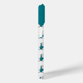 Coques Case-Mate iPhone Motif de marionnettes blanc sur Turquoise (Verso / Droite)