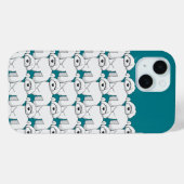 Coques Case-Mate iPhone Motif de marionnettes blanc sur Turquoise (Verso (horizontal))