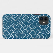 Coques Case-Mate iPhone Motif de méandre bleu profond et blanc | Maze mode (Dos (Horizontal))