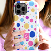 Coques Case-Mate iPhone Motif de monogramme à pois colorés vifs