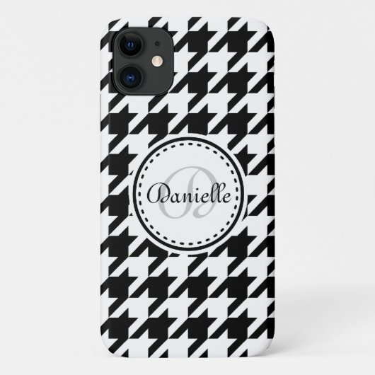 Coques Case-Mate iPhone Motif de monogramme noir blanc gris gris (Dos)