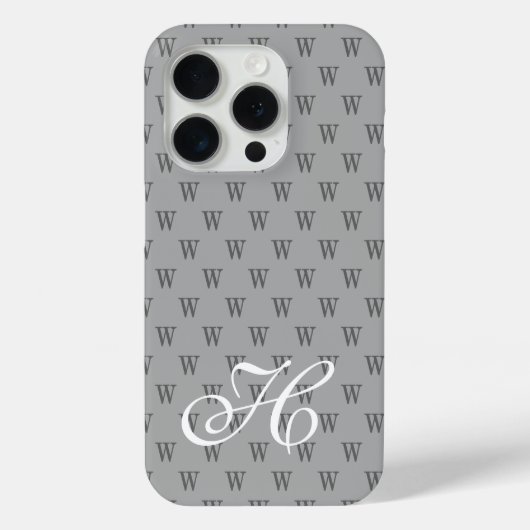 Coques Case-Mate iPhone Motif de monogramme noir et blanc élégant moderne (Verso)