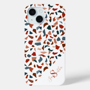 Coque Pour iPhone 15 Motif de mosaïque terrazzo moderne Monogram 