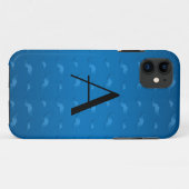 Coques Case-Mate iPhone Motif de moustache bleu brillant monogramme (Dos (Horizontal))