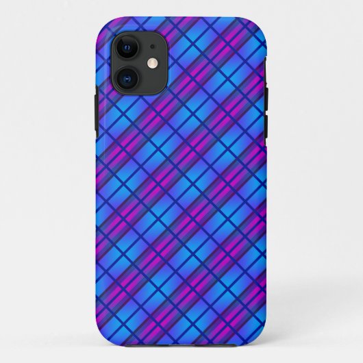 Coques Case-Mate iPhone Motif de néon bleu violet (Dos)