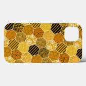 Coques Case-Mate iPhone Motif de nid d'abeille jaune (Verso (horizontal))