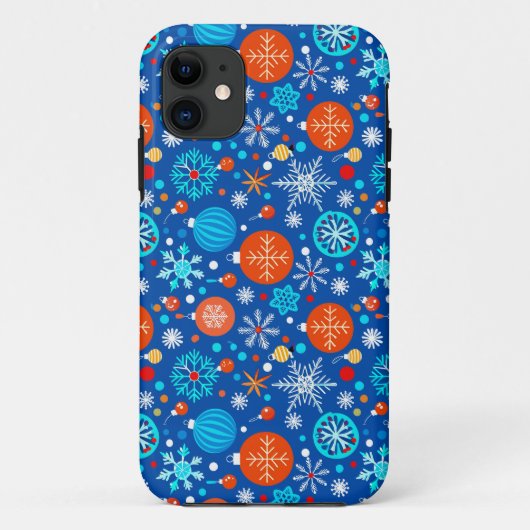 Coques Case-Mate iPhone Motif de Noël bleu (Dos)