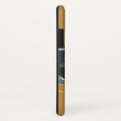 Coques Case-Mate iPhone Motif de Noël doré avec arrière - plan bleu... (Dos/Droite)