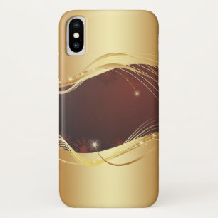 Coque Case-Mate Pour iPhone Motif de Noël doré avec fond rouge...
