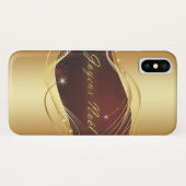 Coques Case-Mate iPhone Motif de Noël doré avec fond rouge... (Dos (Horizontal))